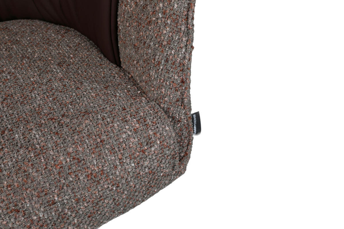 ARMLEHNSTUHL  Sitzfläche 360° drehbar, automatische Rückholfunktion Leinenoptik Echtleder  Braun, Schwarz  - Schwarz/Braun, Design, Leder/Textil (68,5/83/65,5cm) - Carryhome