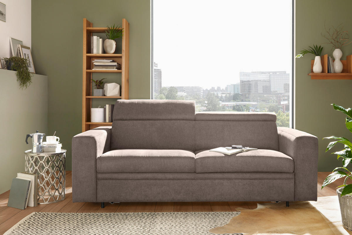 ROZKLÁDACÍ POHOVKA S MATRACÍ, textil, hnědá - černá/hnědá, Konvenční, textil/plast (206/83-100/100cm) - Novel