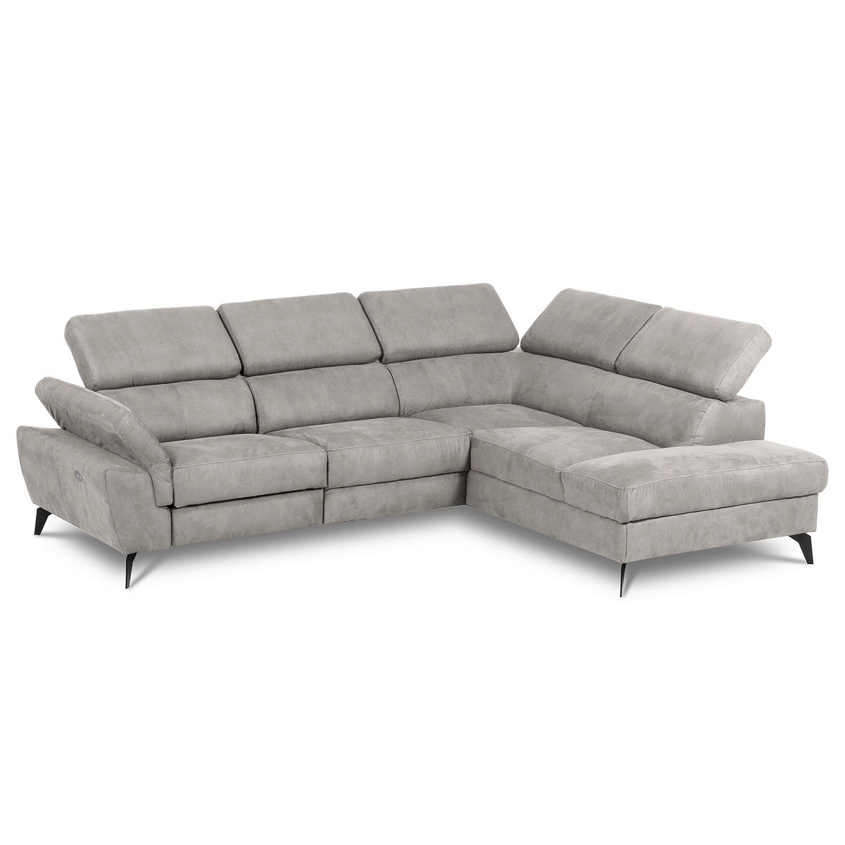 ECKSOFA SONO in Lederlook Grau Bettkasten, Armteilverstellung, Kopfteilverstellung  265/210 cm  - Schwarz/Grau, Design, Textil/Metall (265/210cm) - Livetastic