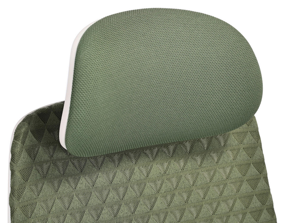 DREHSTUHL Netzbespannung, Webstoff Weiß, Olivgrün  - Weiß/Olivgrün, Design, Kunststoff/Textil (70/120/130/61cm) - Novel