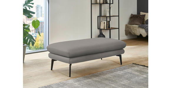 ECKSOFA in Echtleder Silberfarben 310/180 cm - Silberfarben/Schwarz, Design, Leder/Metall (310/180cm) - Dieter Knoll