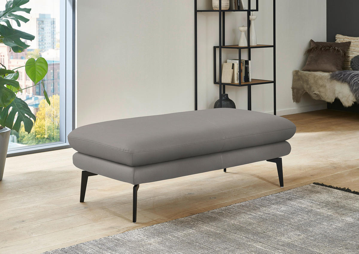 ECKSOFA in Echtleder Silberfarben  - Silberfarben/Schwarz, Design, Leder/Metall (310/180cm) - Dieter Knoll