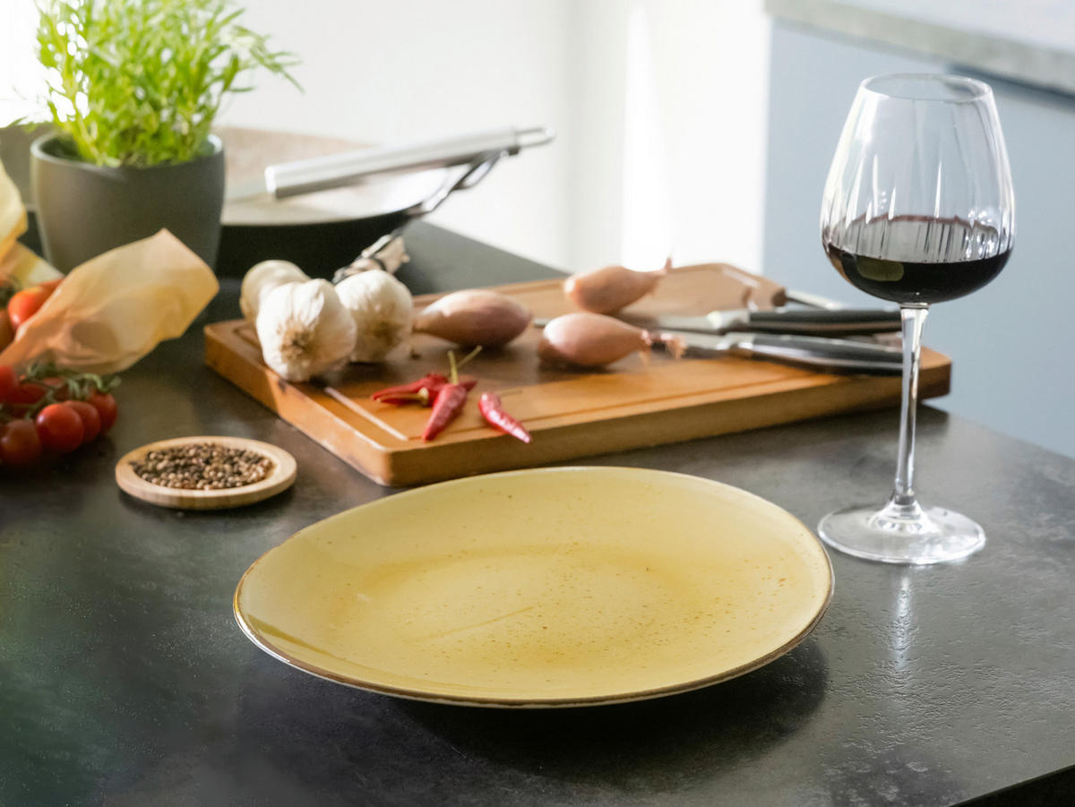 STEAKTELLERSET Vintage Nature Curry 4-teilig  - Currygelb, Basics, Keramik - Creatable