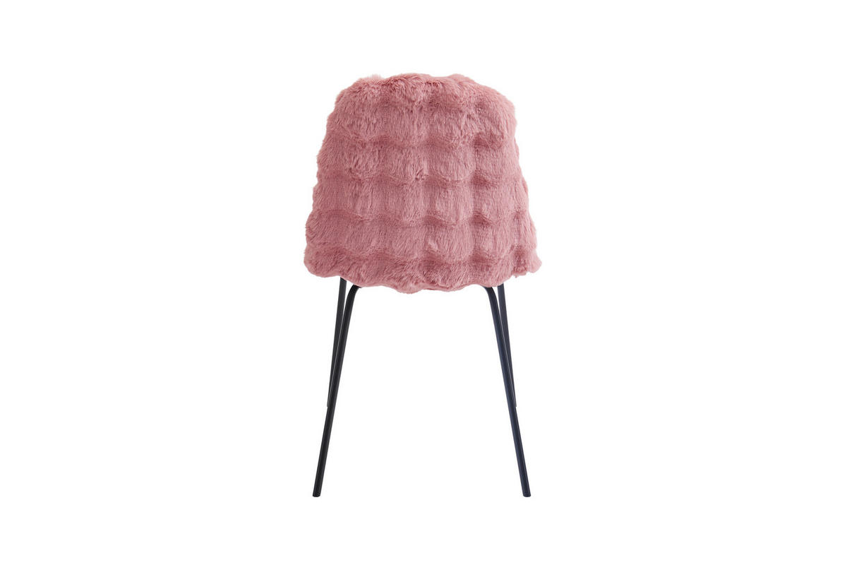 STUHL   Plüsch  Rosa  - Schwarz/Rosa, Design, Textil/Metall (44/87/53cm) - Milino