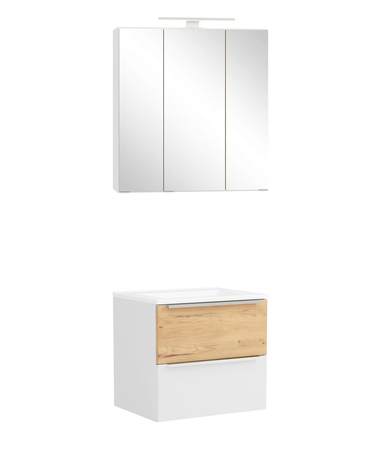 BADEZIMMER 2-teilig  in 60 cm  - Wildeiche/Edelstahlfarben, Trend, Glas/Holzwerkstoff (60cm) - Held