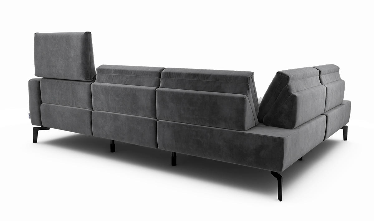 ECKSOFA Cosy Anthrazit Samt  - Anthrazit/Schwarz, Design, Textil/Metall (193/256cm) - SENSOO