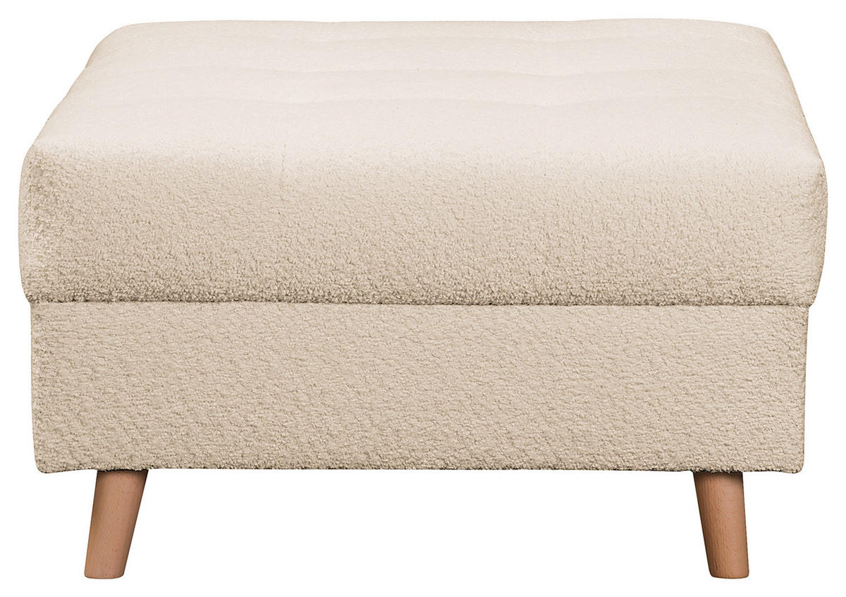 ECKSOFA inkl. Hocker Ariella Weiß Bouclé  - Naturfarben/Weiß, Design, Holz/Textil (231/161cm) - Livetastic