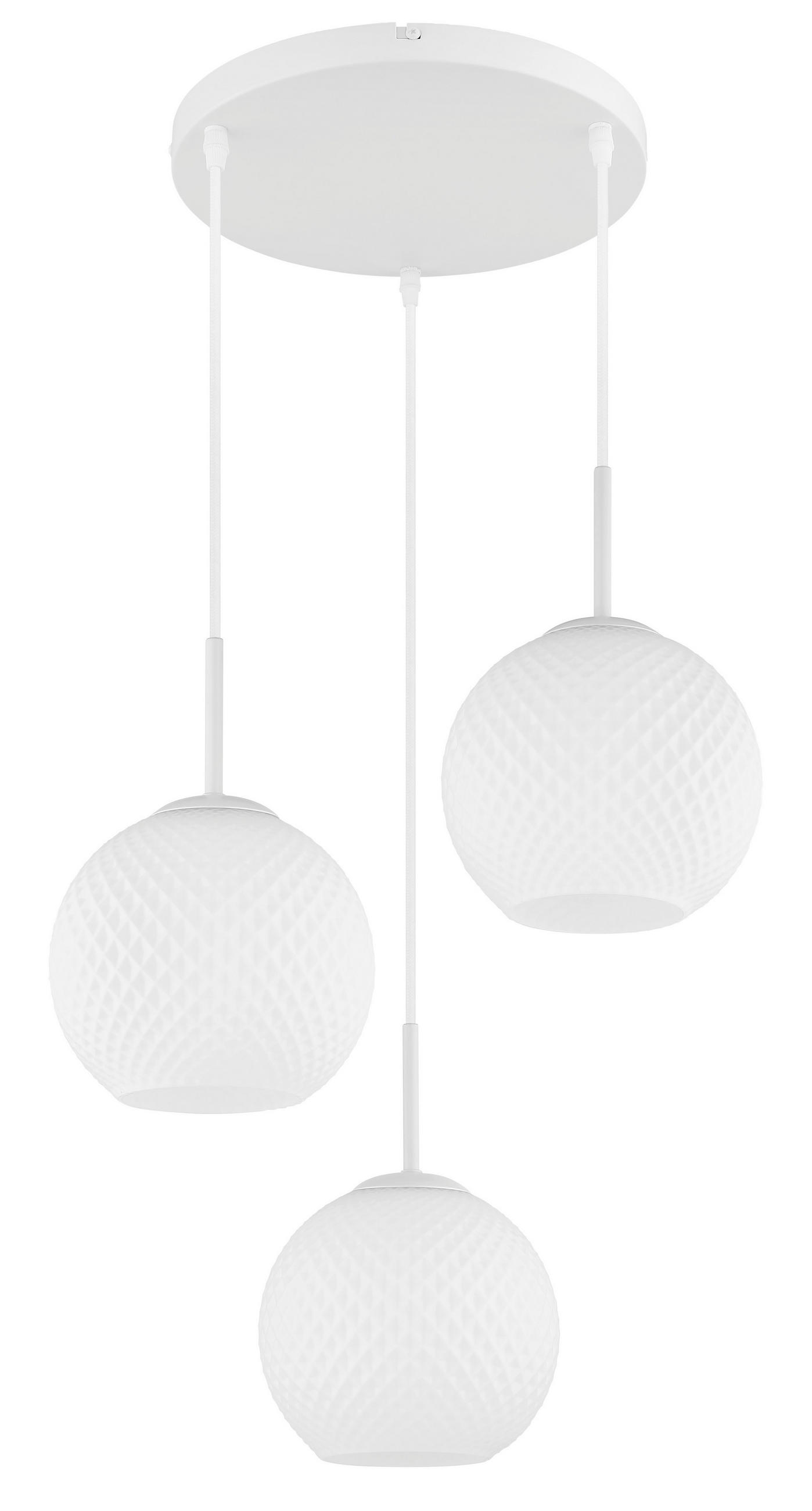 HÄNGELEUCHTE Andre 46/120 cm  - Weiß, Design, Glas/Textil (46/120cm) - Globo