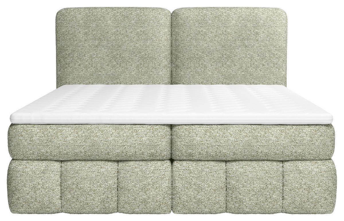 BOXBETT 140/200 cm,  in Salbeigrün, Bettkasten, Topper, Matratzen, H3 = fest  - Salbeigrün/Schwarz, KONVENTIONELL, Kunststoff/Textil (140/200cm) - Carryhome
