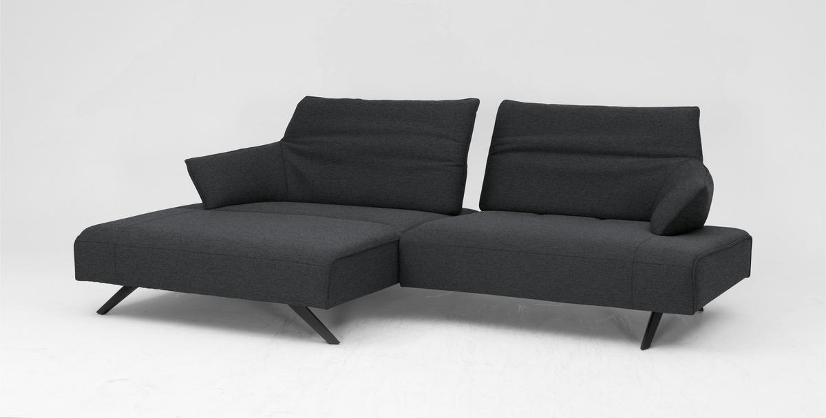 ECKSOFA in Struktur Grau  165/276 cm  - Anthrazit/Grau, Design, Textil/Metall (165/276cm) - Himolla
