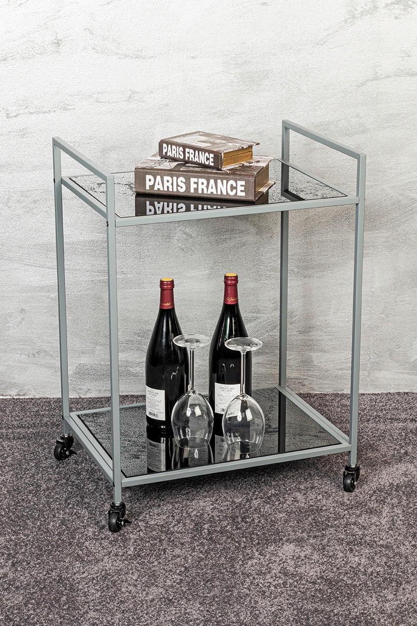 SERVIERWAGEN Grau, Schwarz  - Schwarz/Grau, Trend, Glas/Kunststoff (50/36/69cm)
