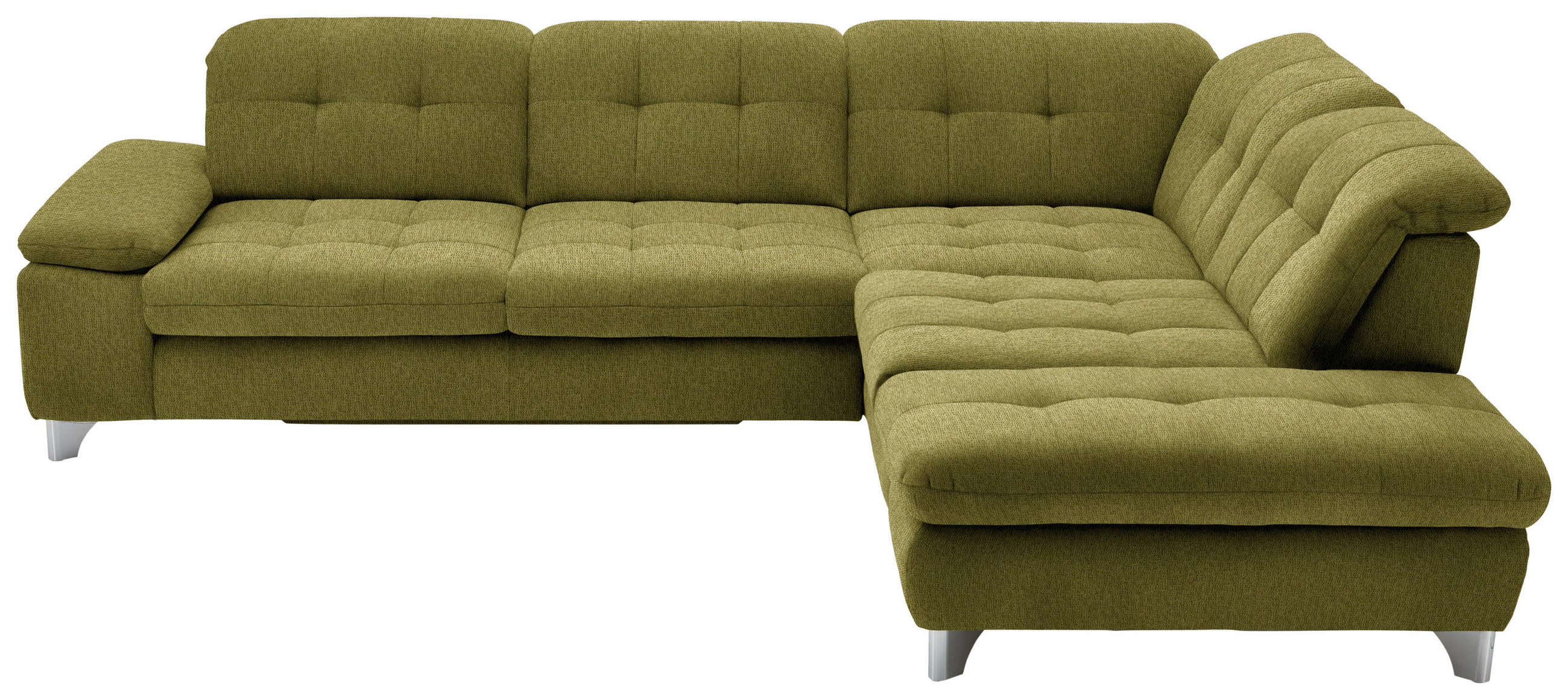 ECKSOFA in Chenille Grün  - Chromfarben/Grün, Design, Textil/Metall (310/260cm) - Beldomo Speed