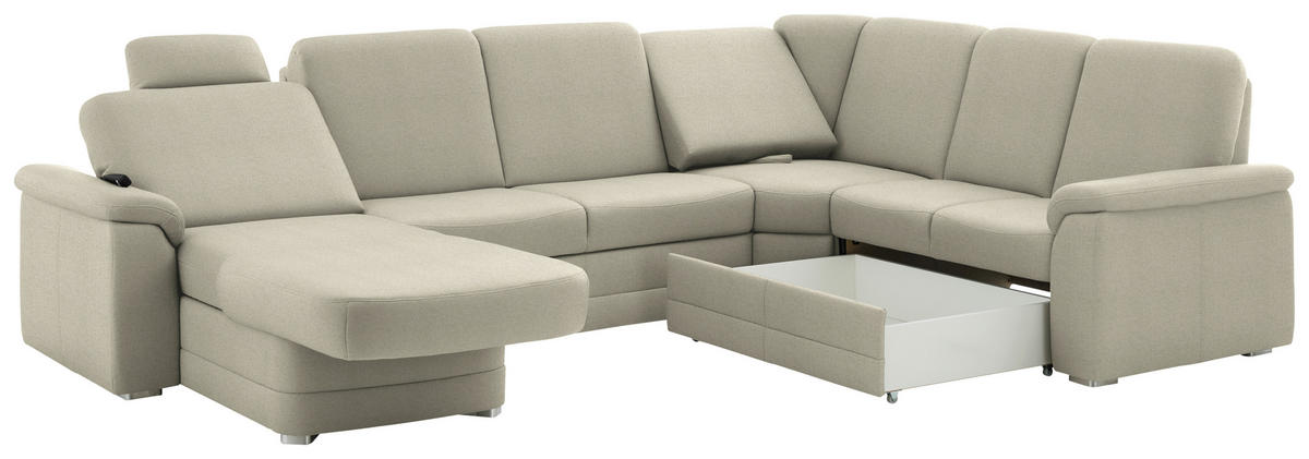 WOHNLANDSCHAFT  in Chenille Silberfarben  - Silberfarben/Alufarben, KONVENTIONELL, Holz/Textil (160/329/235cm) - Beldomo Comfort
