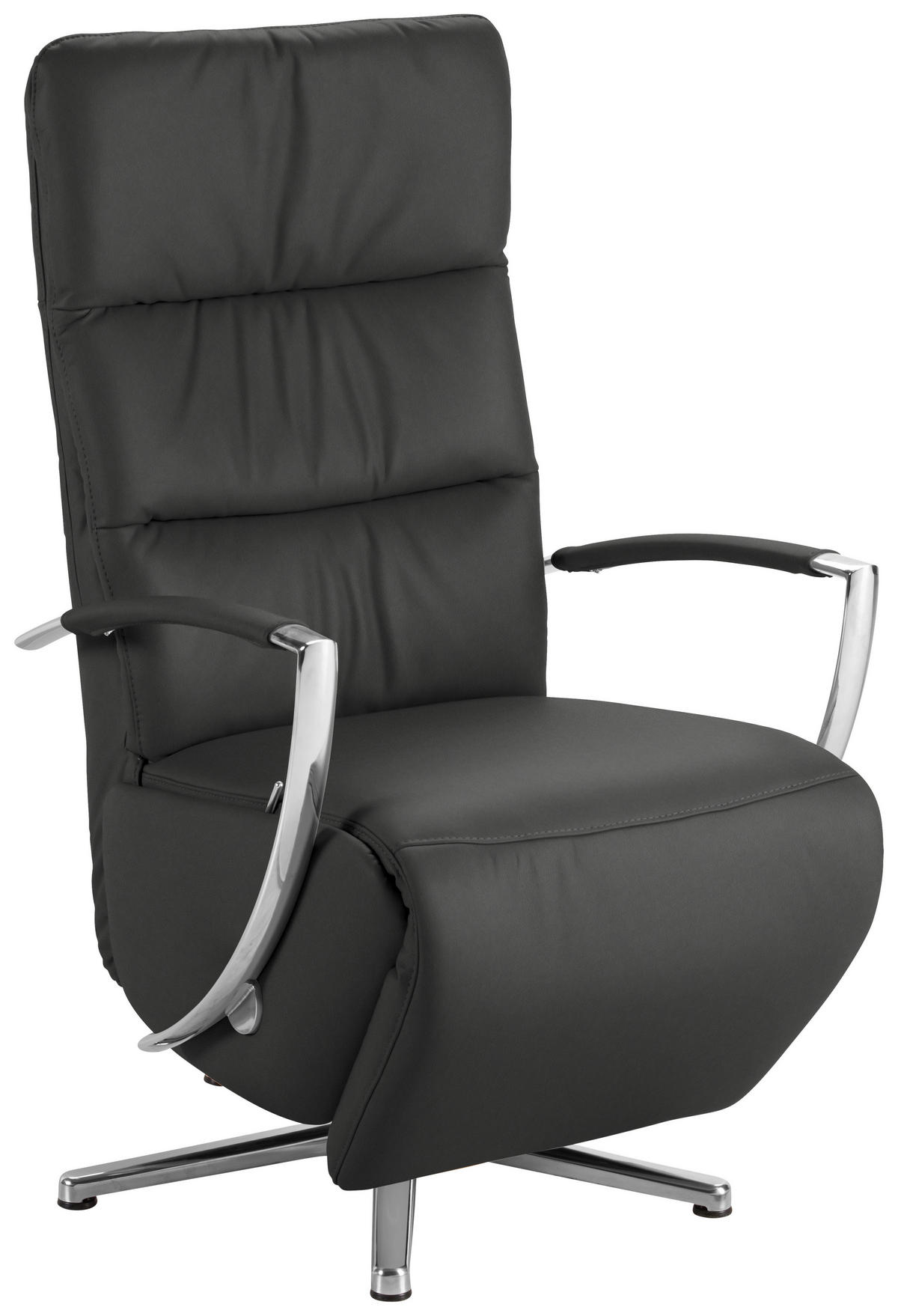 RELAXSESSEL Leder Anthrazit  - Chromfarben/Anthrazit, Design, Leder/Metall (64/112/80cm) - Cantus