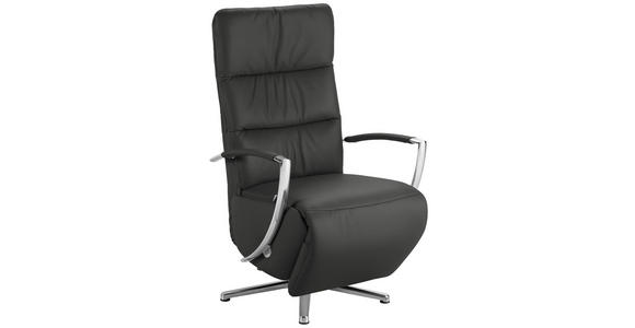 RELAXSESSEL in Leder Anthrazit  - Chromfarben/Anthrazit, Design, Leder/Metall (64/112/80cm) - Cantus