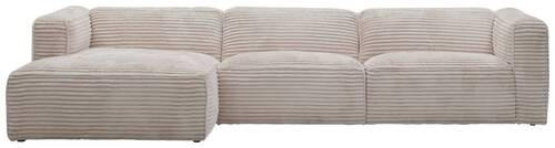 ECKSOFA FEBE Creme Cord  - Creme/Schwarz, Design, Kunststoff/Textil (163/332cm) - Stylife
