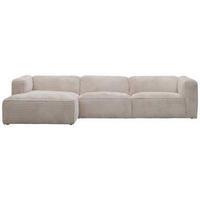 ECKSOFA in Cord Creme  - Creme/Schwarz, Design, Kunststoff/Textil (163/332cm) - Livetastic