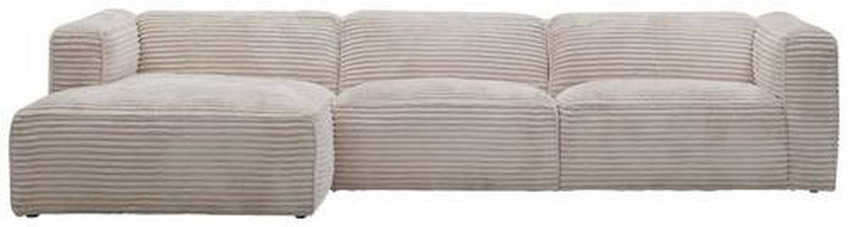 ECKSOFA in Cord Creme  - Creme/Schwarz, Design, Kunststoff/Textil (163/332cm) - Livetastic