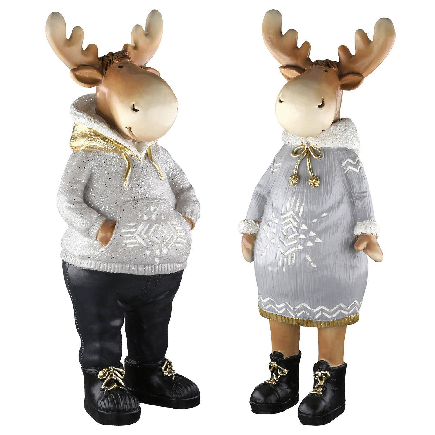 WEIHNACHTSFIGUR - Creme/Hellgrau, LIFESTYLE, Kunststoff (7/19/6,5cm)