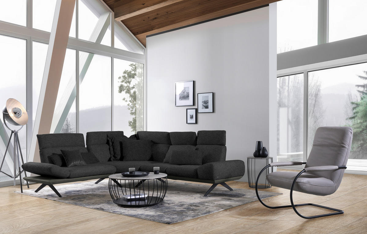 ECKSOFA  in Chenille, Flachgewebe Dunkelbraun, Schwarzbraun  239/270 cm  - Schwarzbraun/Dunkelbraun, Design, Textil/Metall (239/270cm) - Koinor