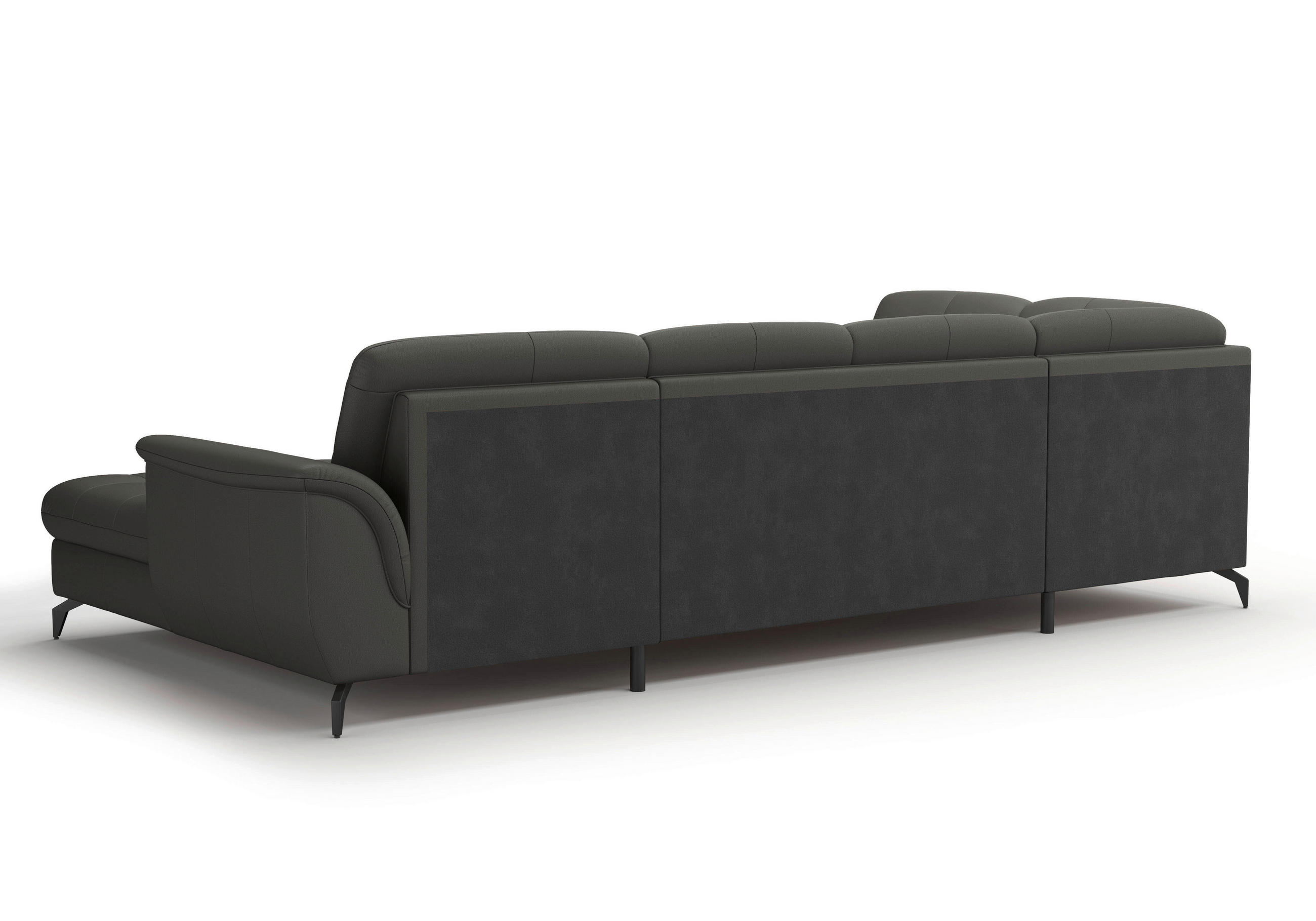 WOHNLANDSCHAFT Anthrazit Echtleder  - Anthrazit/Schwarz, MODERN, Leder/Metall (212/319/164cm) - Sit & More