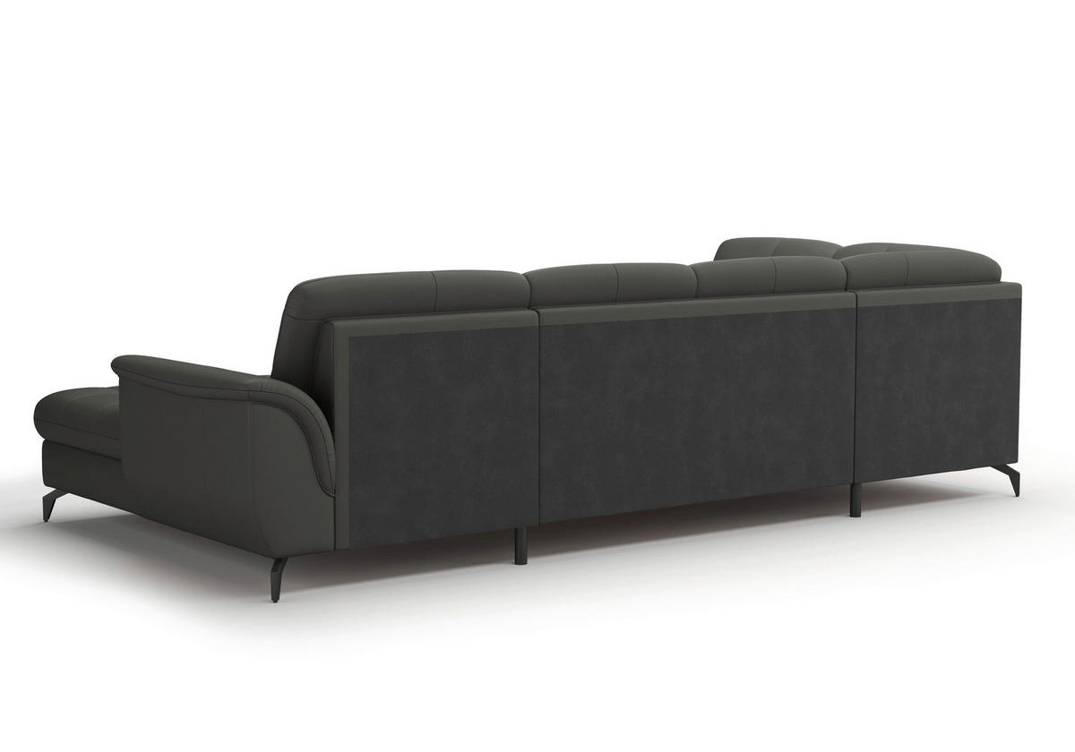 WOHNLANDSCHAFT in Vliesstoff Kombination Echtleder/Stoff Anthrazit  - Anthrazit/Schwarz, Modern, Leder/Textil (212/319/164cm) - Sit & More