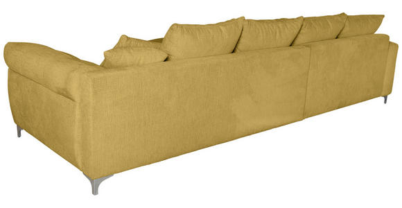 ECKSOFA Senfgelb Chenille - Chromfarben/Senfgelb, KONVENTIONELL, Textil/Metall (227/329cm) - Carryhome