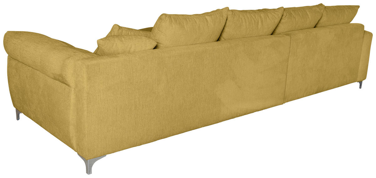 ECKSOFA Senfgelb Chenille  - Chromfarben/Senfgelb, KONVENTIONELL, Textil/Metall (227/329cm) - Carryhome