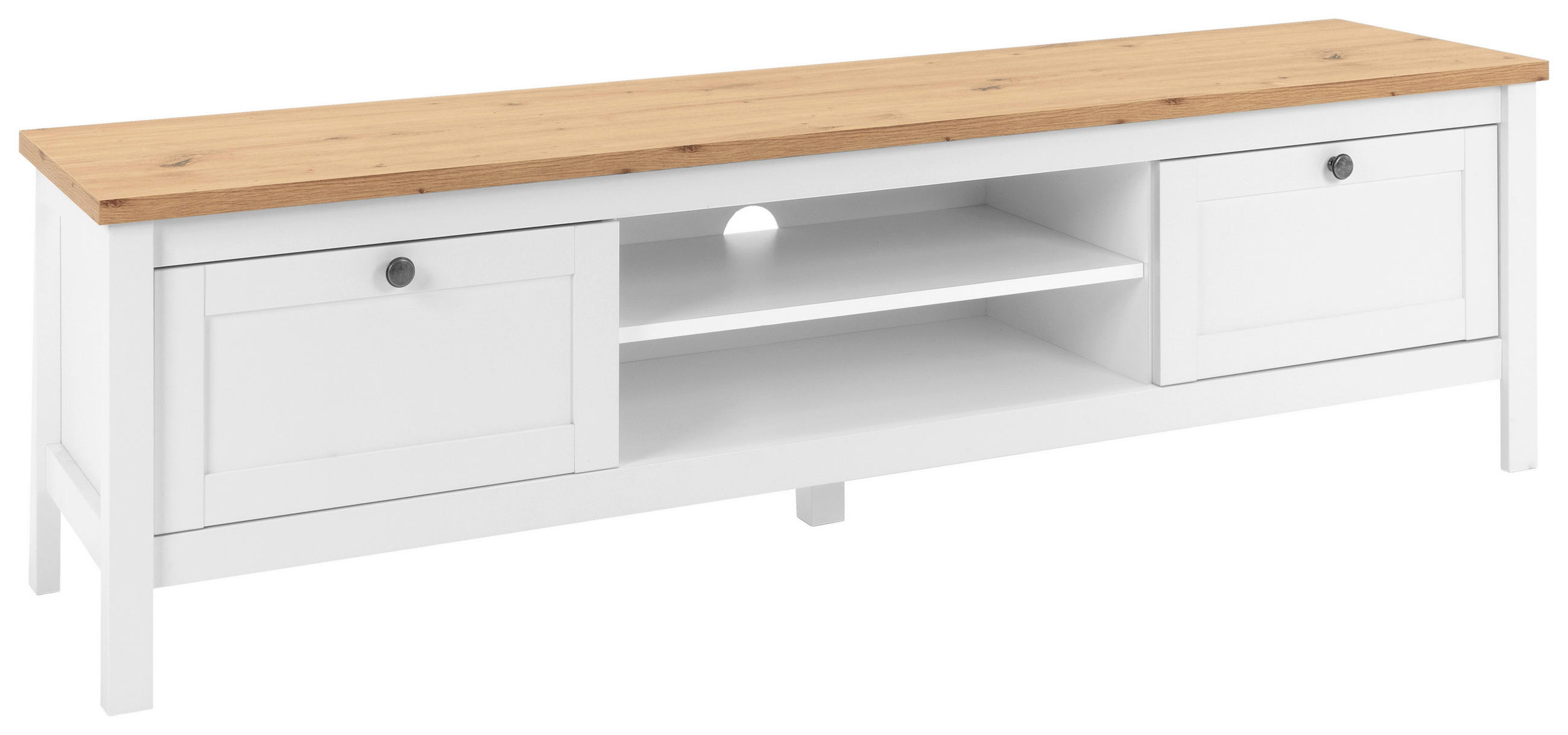 Lowboard Bergen 55 B: 160 cm Weiß/Eiche Dekor