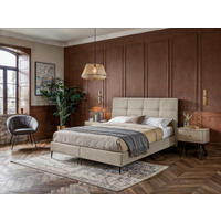 BOXSPRING-ÁGY 180/200 cm  krémszínű  - krémszínű/natúr színű, Modern, faalapú anyag/textil (180/200cm) - MID.YOU