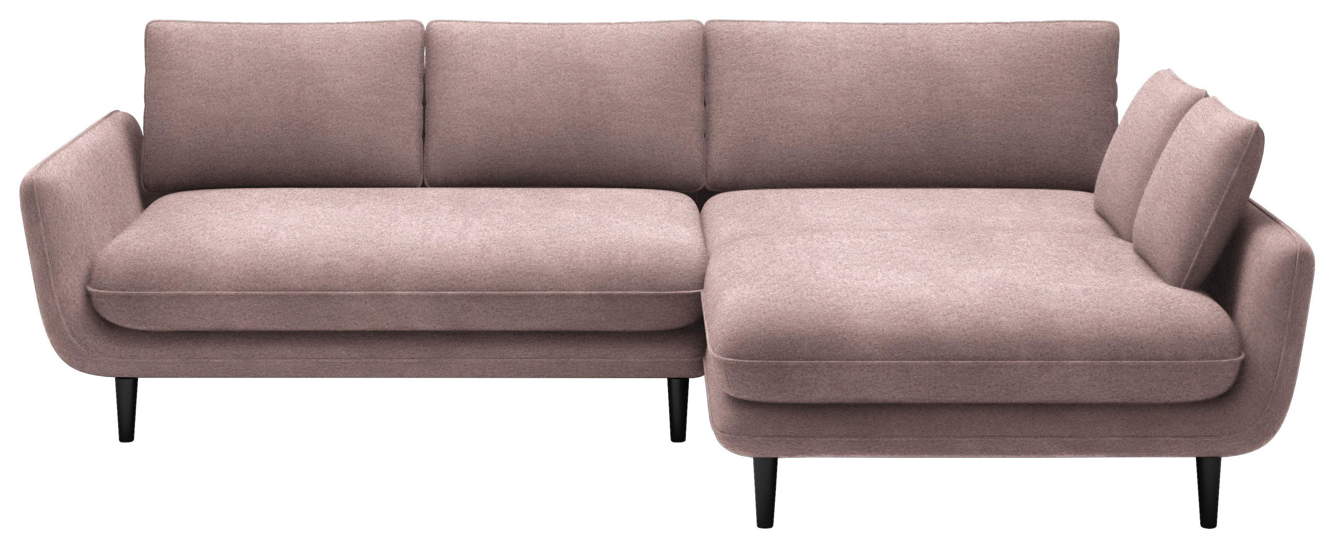 ECKSOFA in Velours Altrosa  - Schwarz/Altrosa, Design, Holz/Textil (260/167cm) - Welnova