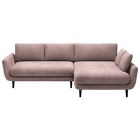 ECKSOFA in Velours Altrosa  - Schwarz/Altrosa, Design, Holz/Textil (260/167cm) - Welnova