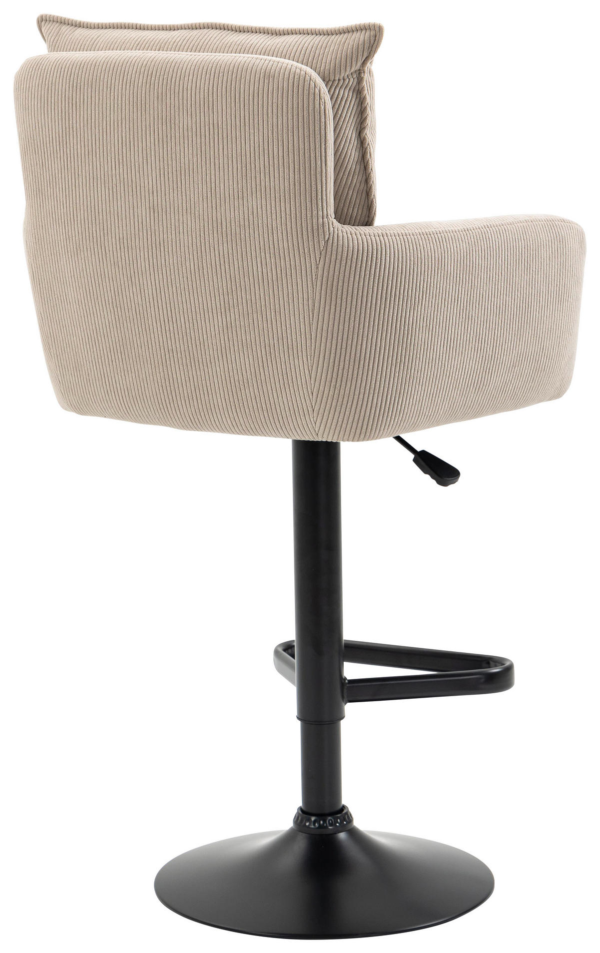 BARHOCKER Cord Beige, Creme, Schwarz Eisen Sitzfläche 360° drehbar, Stoffauswahl, inklusive Armlehnen  - Beige/Creme, Design, Textil/Metall (54/98-120/58cm) - Novel