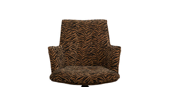 ARMLEHNSTUHL  , Stoffauswahl, Sitzfläche 360° drehbar, automatische Rückholfunktion  , Jacquard  ,  - Schwarz/Braun, Design, Textil/Metall (59/89,5/63cm) - Novel