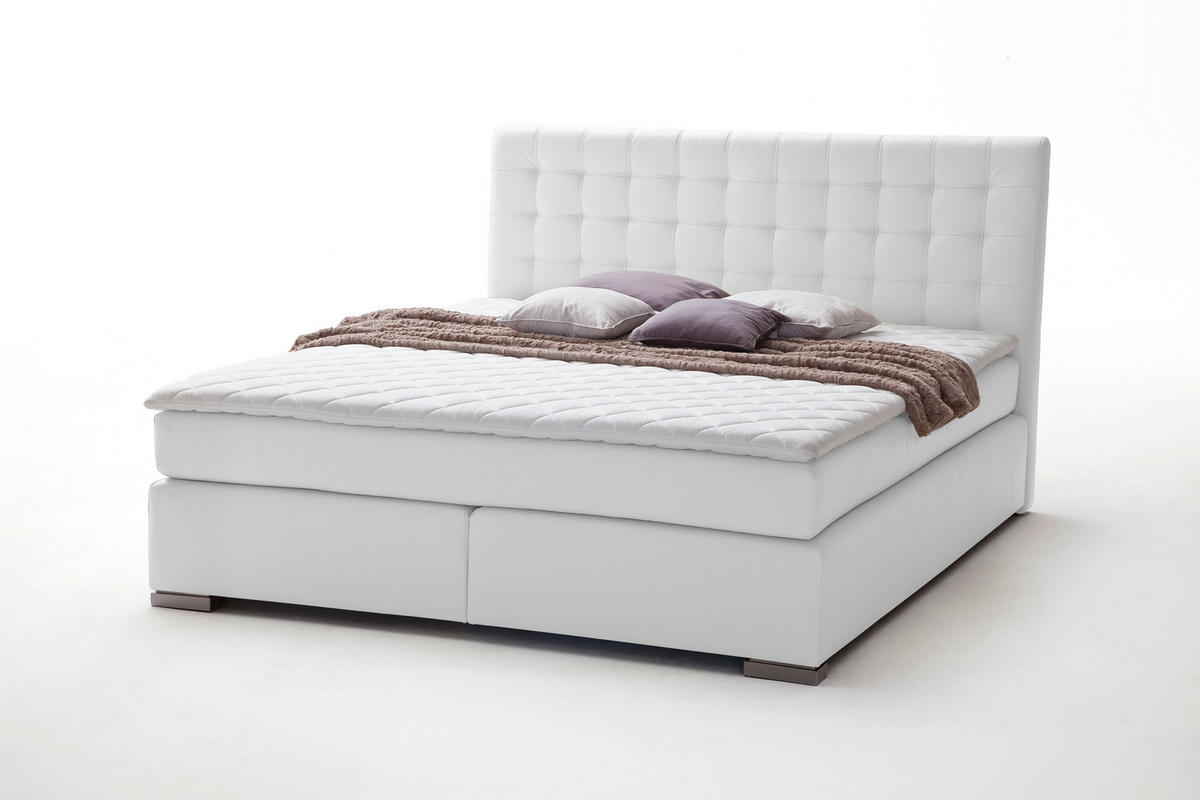 BOXSPRINGBETT 180/200 cm  in Weiß  - Alufarben/Weiß, Design, Textil/Metall (180/200cm) - Livetastic