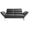 2-SITZER-SOFA Echtleder Schwarz  - Chromfarben/Schwarz, Design, Leder/Metall (178-226/82/96-177cm) - Dieter Knoll