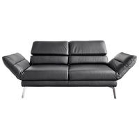 2-SITZER-SOFA Echtleder Schwarz  - Chromfarben/Schwarz, Design, Leder/Metall (178-226/82/96-177cm) - Dieter Knoll