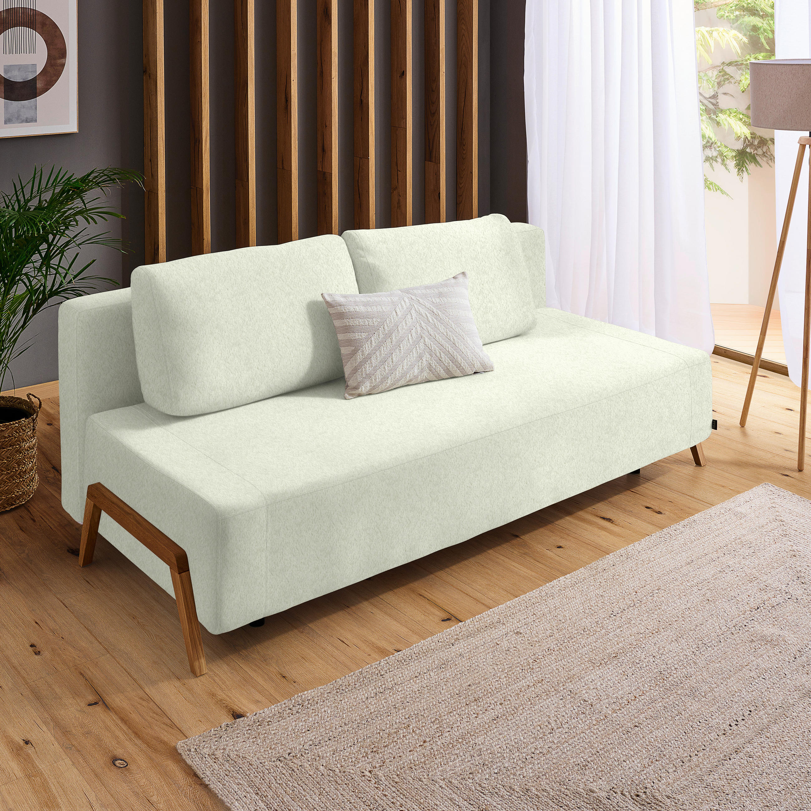 SCHLAFSOFA Teddystoff Weiß  - Naturfarben/Weiß, Design, Holz/Textil (211/88/102cm) - Niels Andersson