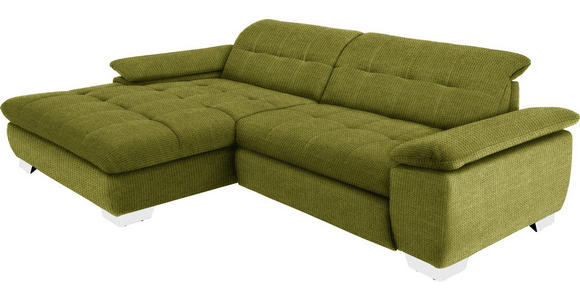 ECKSOFA in Mikrofaser Hellgrün  180/265 cm  - Chromfarben/Hellgrün, Design, Textil/Metall (180/265cm) - Carryhome