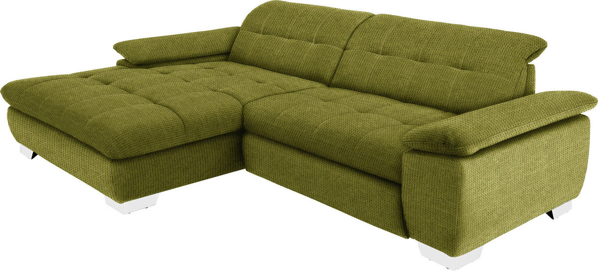 ECKSOFA in Mikrofaser Hellgrün  - Chromfarben/Hellgrün, Design, Textil/Metall (180/265cm) - Carryhome
