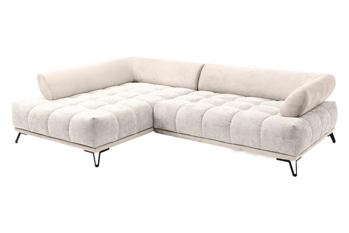 HÖRNSOFFA i chenille beige  - beige/svart, Modern, metall/textil (184/262cm) - MID.YOU