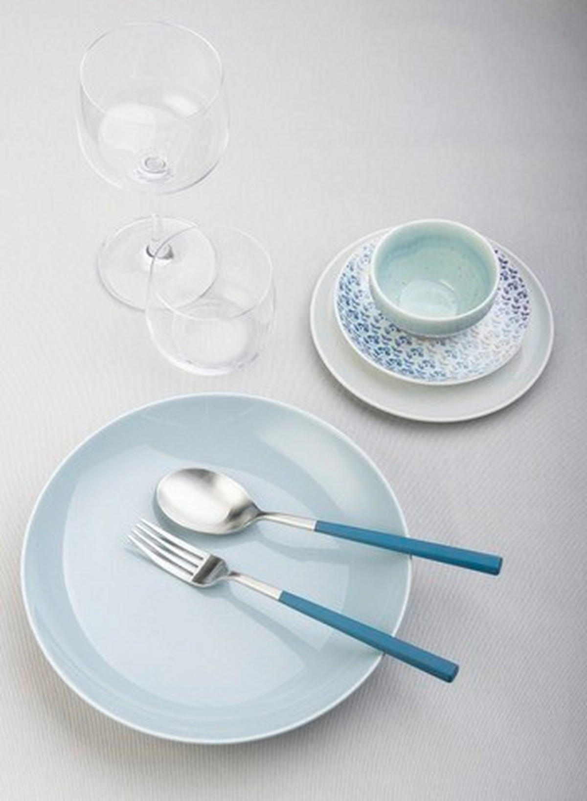 BESTECKSET HIVE 16-teilig Stahl  - Edelstahlfarben/Hellblau, Basics, Kunststoff/Metall (25,5/7/5,3cm) - Pintinox