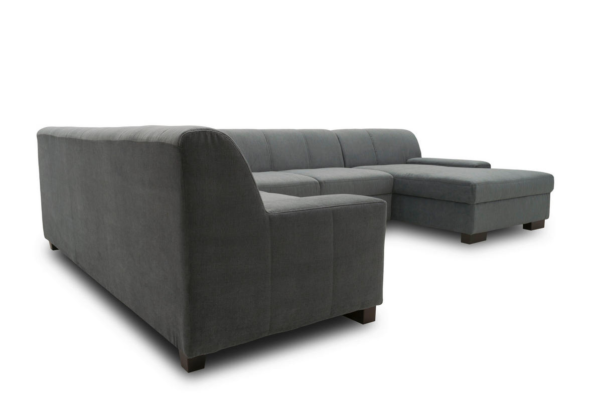 WOHNLANDSCHAFT in Webstoff Dunkelgrau  - Wengefarben/Dunkelgrau, Design, Holz/Textil (212/328/153cm) - MID.YOU