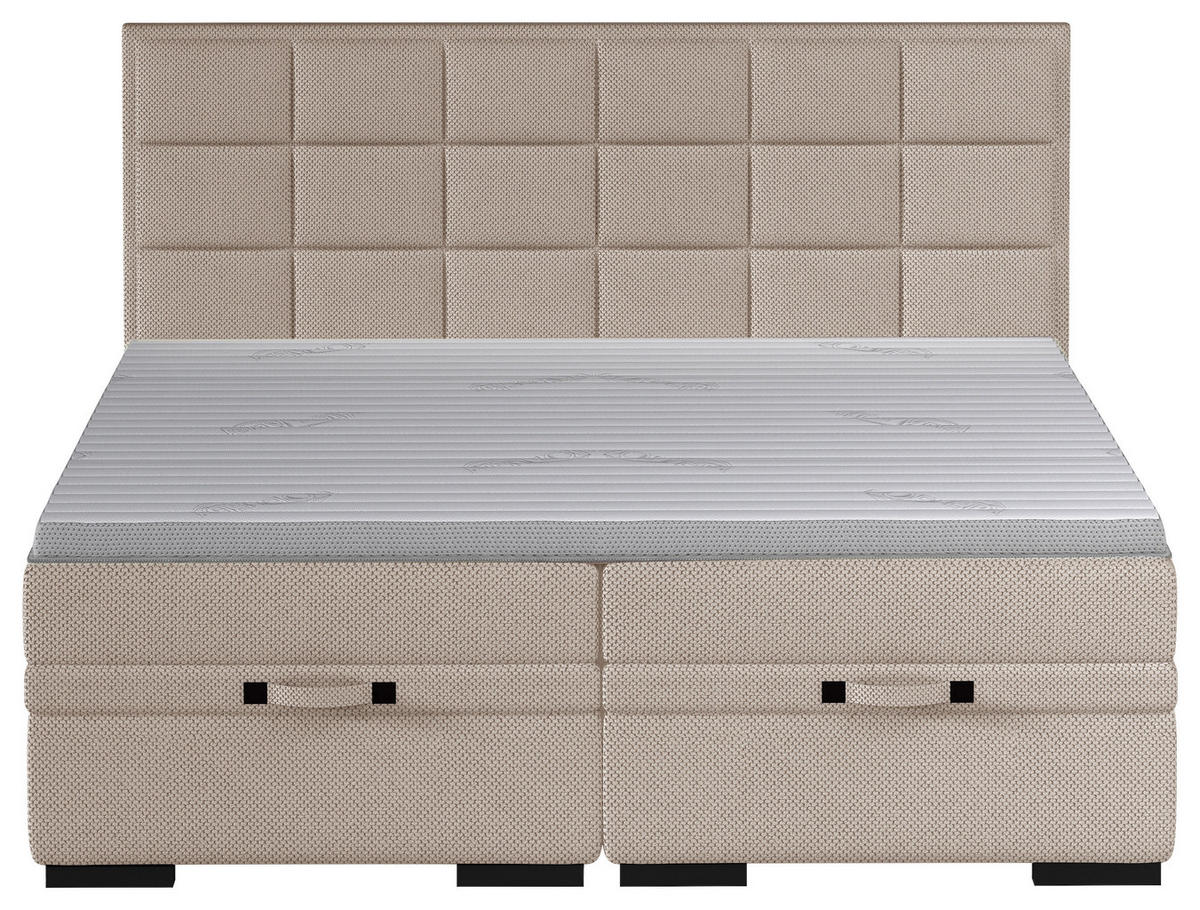BOXSPRINGBETT 180/200 cm  in Taupe  - Taupe/Schwarz, KONVENTIONELL, Kunststoff/Textil (180/200cm) - home24