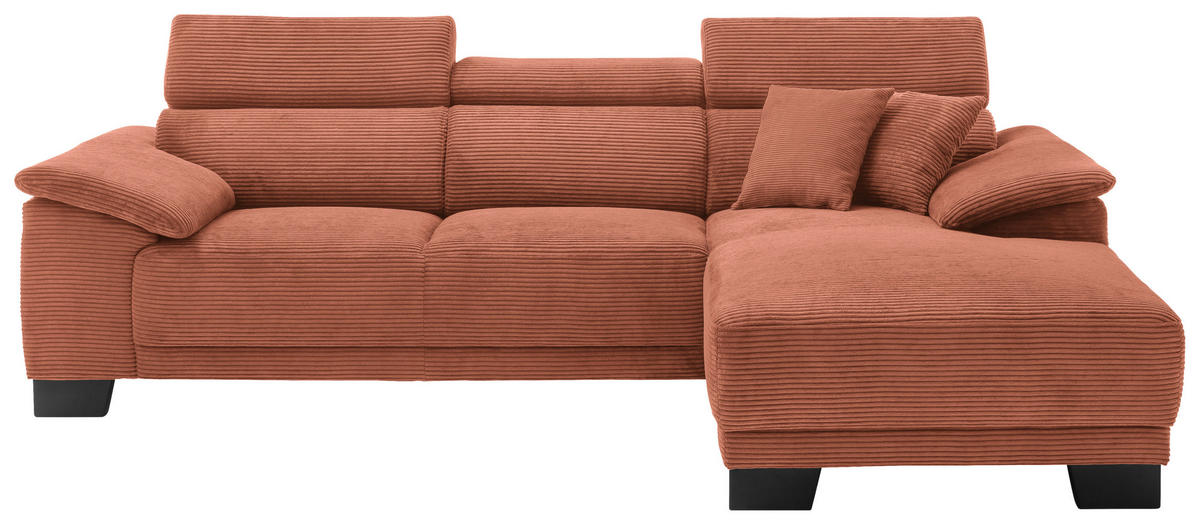 ECKSOFA in Cord Rostfarben  - Rostfarben/Schwarz, Design, Holz/Textil (270/174cm) - Pure Home Lifestyle
