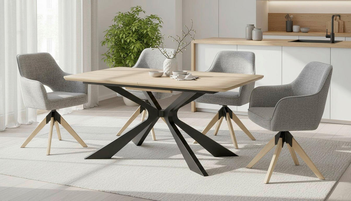 STOLICA S NASLONOM ZA RUKE  siva, boje hrasta  drvo, metal, tekstil      - siva/boje hrasta, Moderno, drvo/metal (60/89/65,5cm) - Livetastic