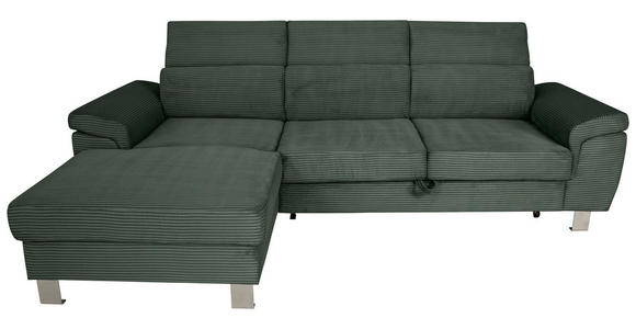 ECKSOFA in Cord Waldgrün - Waldgrün/Silberfarben, Design, Textil/Metall (167/250cm) - Xora