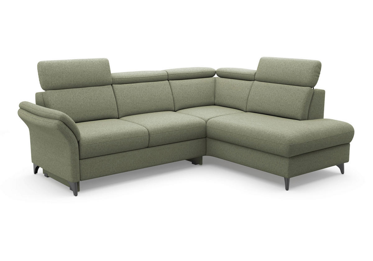 ECKSOFA Flachgewebe Olivgrün  - Schwarz/Olivgrün, Konventionell, Textil/Metall (247/193cm) - Sit & More