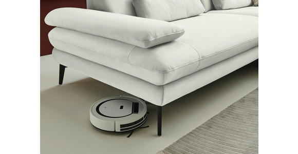 ECKSOFA  in Chenille, Flachgewebe Weiß  284/180 cm  - Schwarz/Weiß, Design, Textil/Metall (284/180cm) - Dieter Knoll