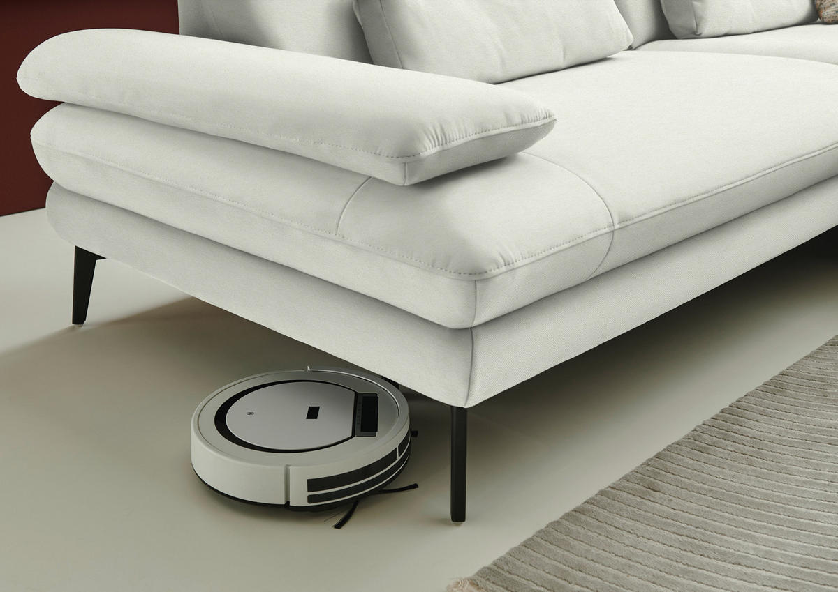 ECKSOFA Chenille, Flachgewebe Weiss  - Weiss/Schwarz, Design, Textil/Metall (284/180cm) - Dieter Knoll